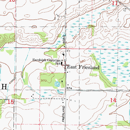 Topographic Map of Randolph Church, WI