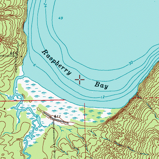 Topographic Map of Raspberry Bay, WI
