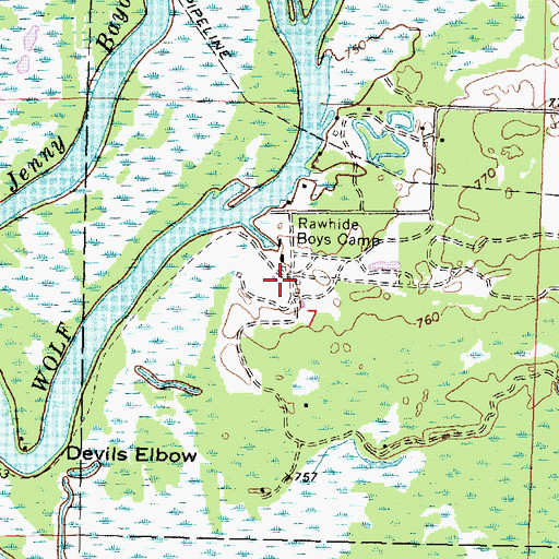 Topographic Map of Rawhide Boys Camp, WI