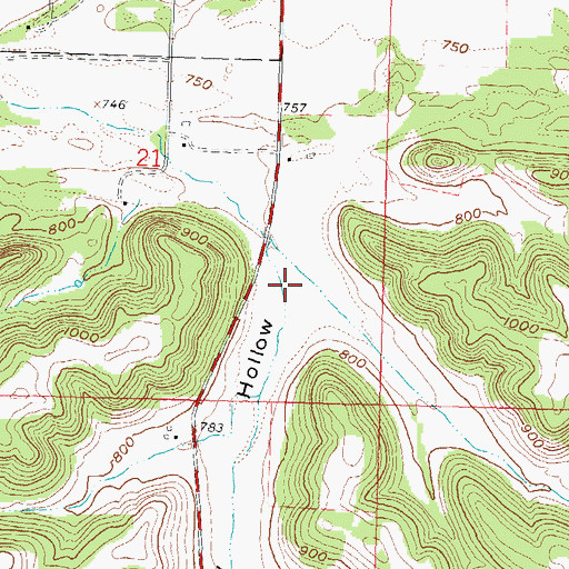 Topographic Map of Ray Hollow, WI
