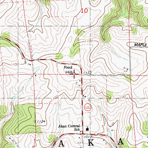 Topographic Map of Red Hill, WI