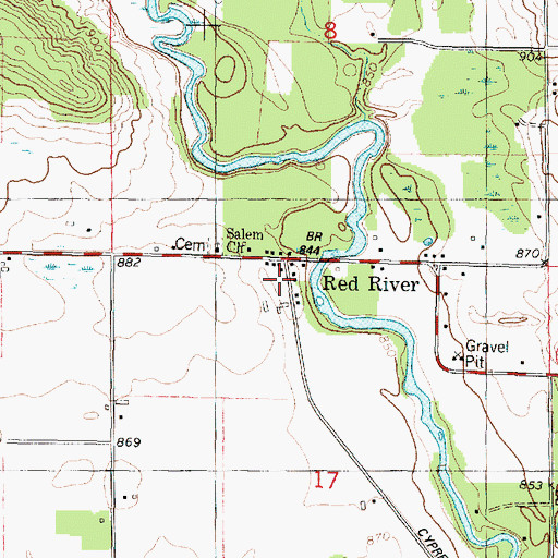Topographic Map of Red River, WI