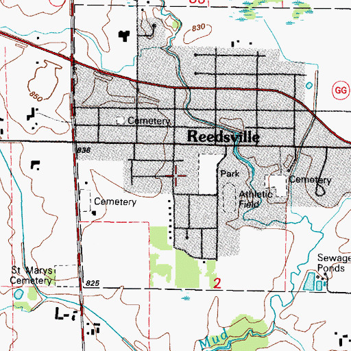 Topographic Map of Reedsville, WI