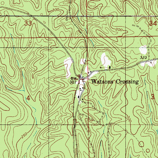 Topographic Map of Watsonville, AL