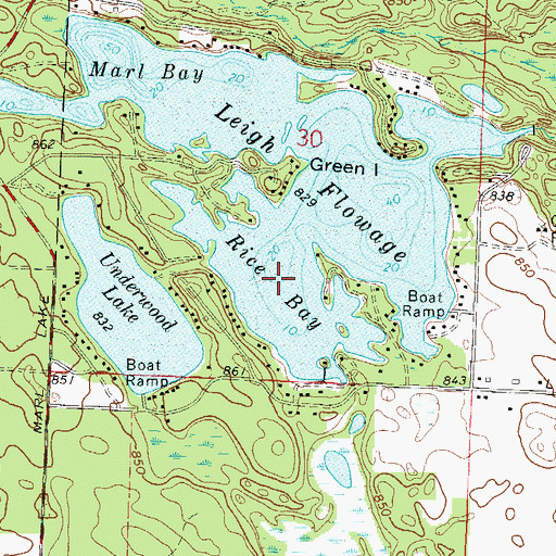Topographic Map of Rice Bay, WI