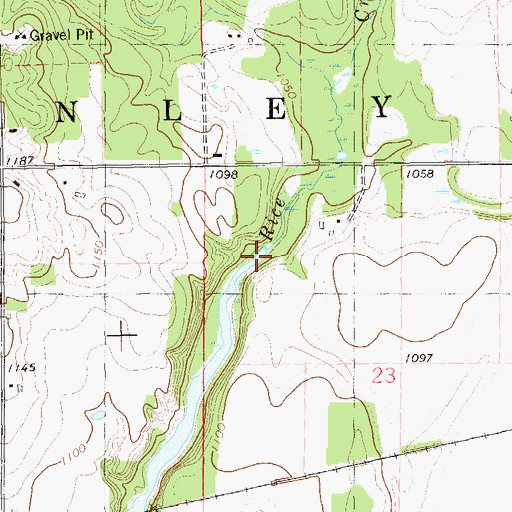 Topographic Map of Rice Creek, WI