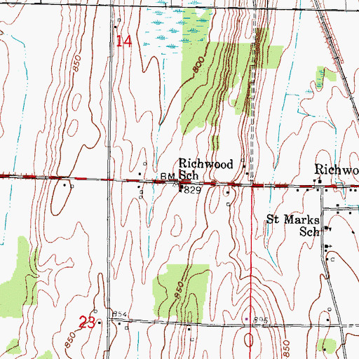Topographic Map of Richwood School, WI