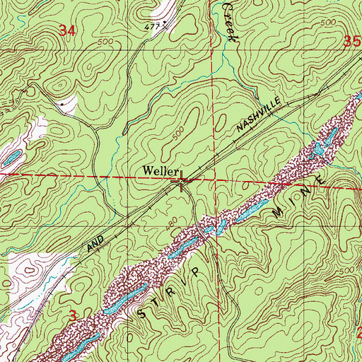Topographic Map of Weller, AL