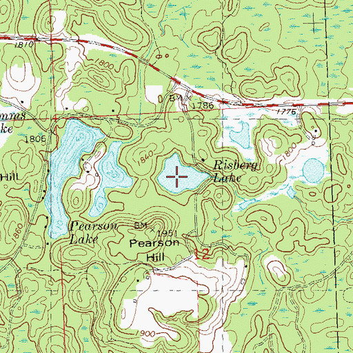 Topographic Map of Risberg Lake, WI