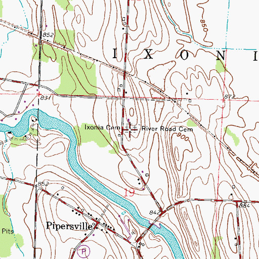 Topographic Map of River Road Cemetery, WI