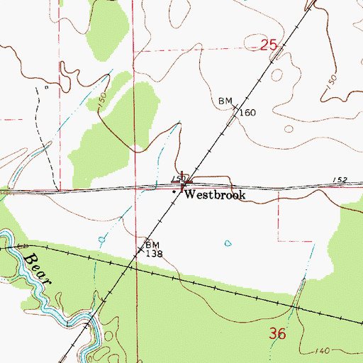 Topographic Map of Westbrook, AL