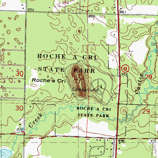 Topographic Map of Roche a Cri, WI