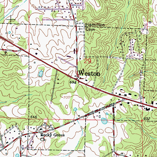 Topographic Map of Weston, AL