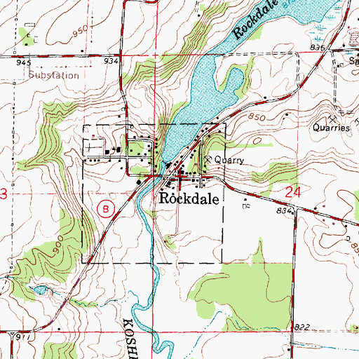 Topographic Map of Rockdale, WI