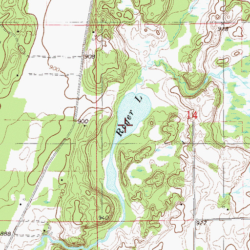 Topographic Map of Roger Lake, WI