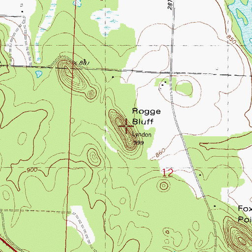 Topographic Map of Rogge Bluff, WI