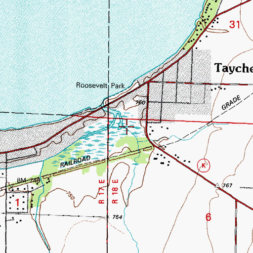 Topographic Map of Roosevelt Park, WI