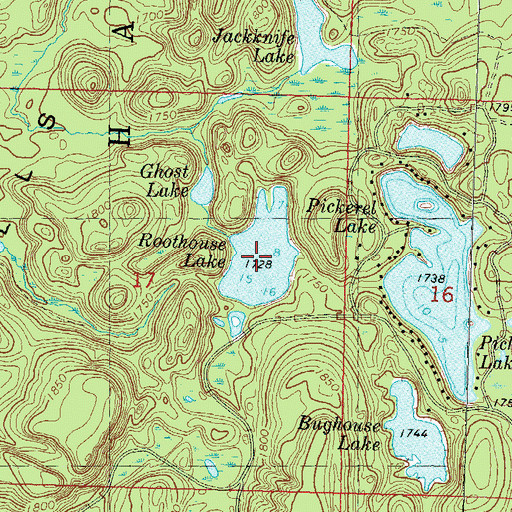 Topographic Map of Roothouse Lake, WI