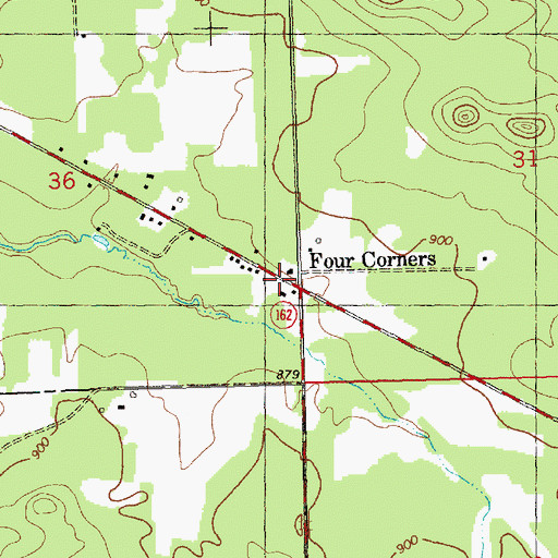 Topographic Map of Four Corners, WI