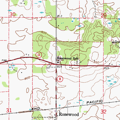 Topographic Map of Rosewood School, WI