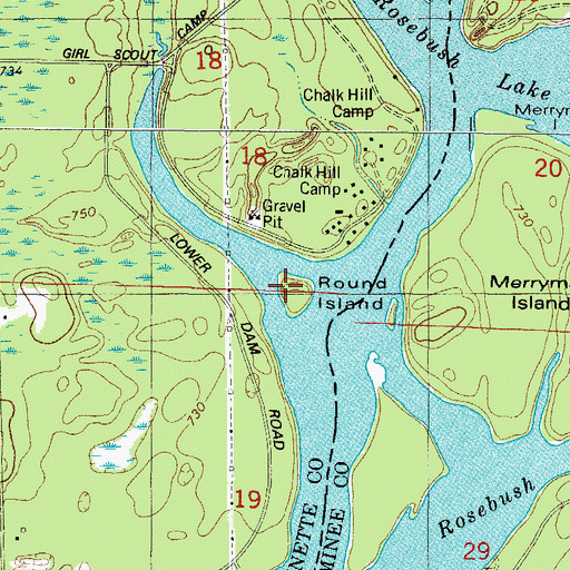 Topographic Map of Round Island, WI