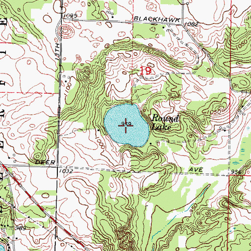 Topographic Map of Round Lake, WI