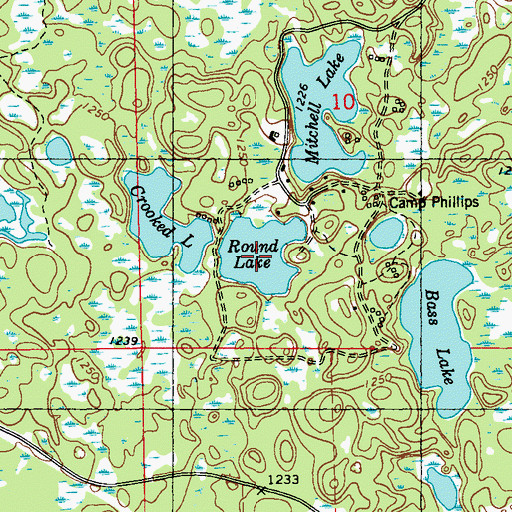 Topographic Map of Round Lake, WI