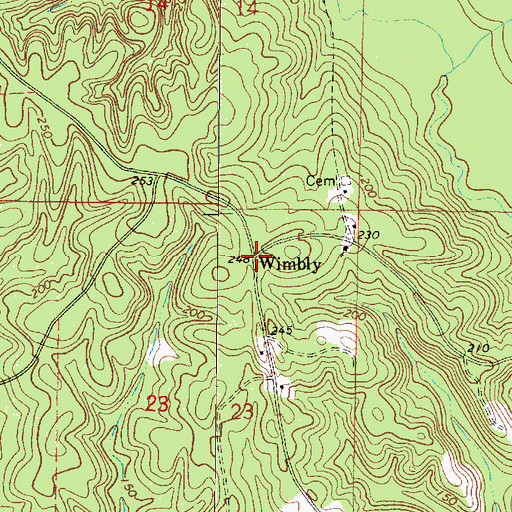 Topographic Map of Wimbly, AL