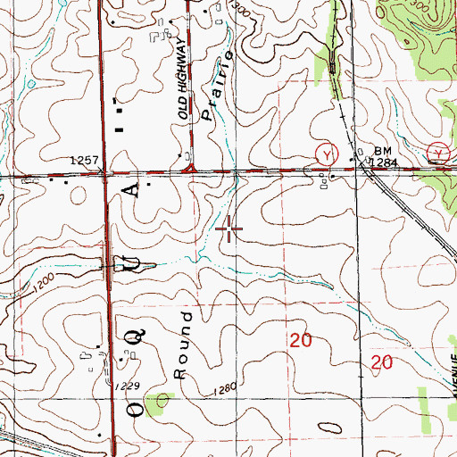 Topographic Map of Round Prairie, WI