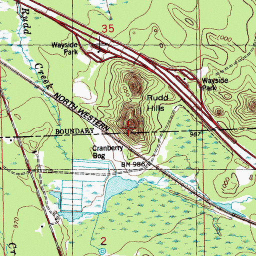 Topographic Map of Rudd Hills, WI