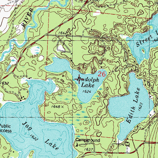 Topographic Map of Rudolph Lake, WI