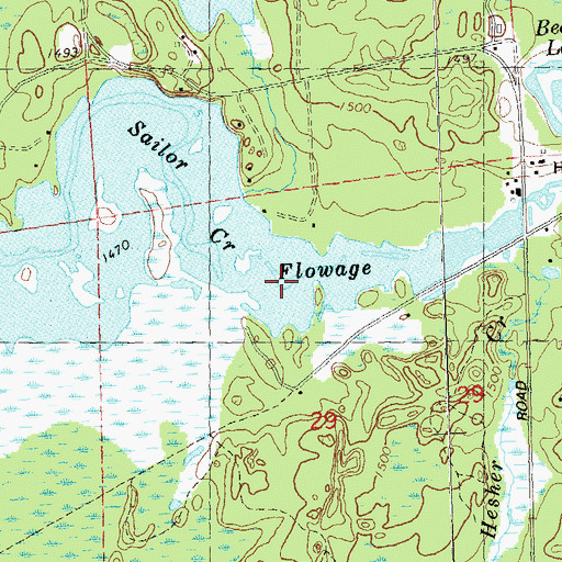 Topographic Map of Sailor Creek Flowage, WI