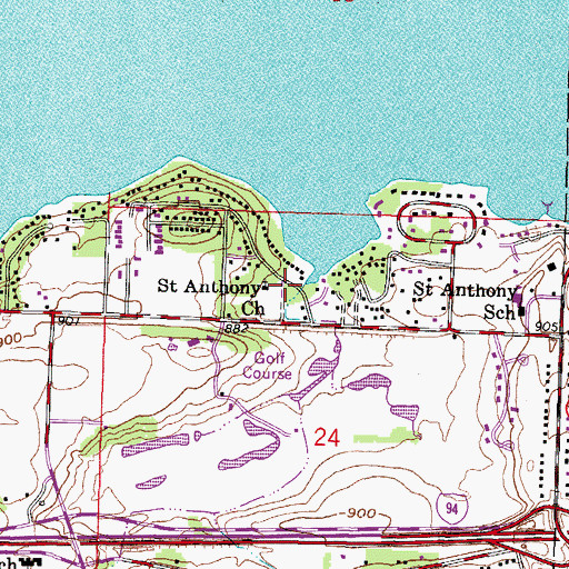 Topographic Map of Saint Anthony Church, WI