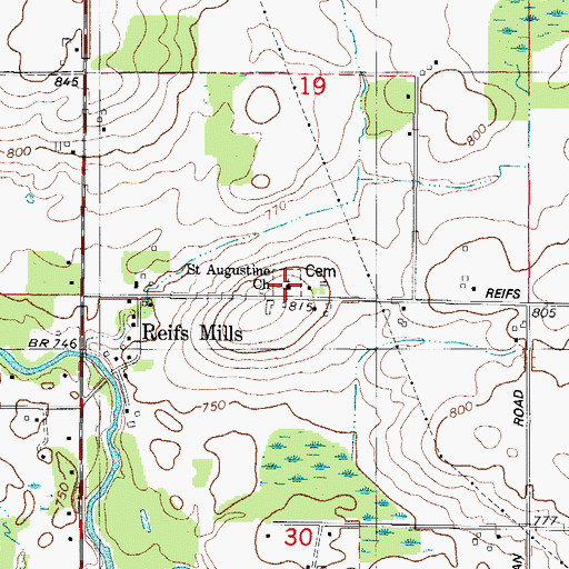 Topographic Map of Saint Augustine Church, WI