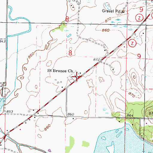 Topographic Map of Saint Brunos Church, WI