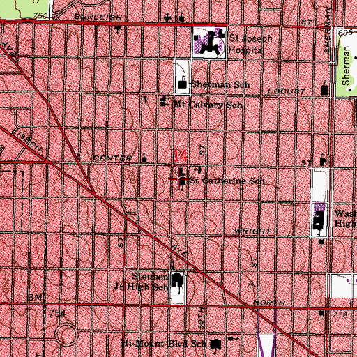 Topographic Map of Saint Catherine Elementary School, WI