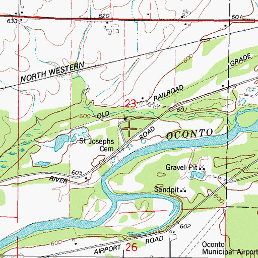 Topographic Map of Saint Josephs Cemetery, WI
