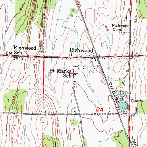 Topographic Map of Saint Marks School, WI