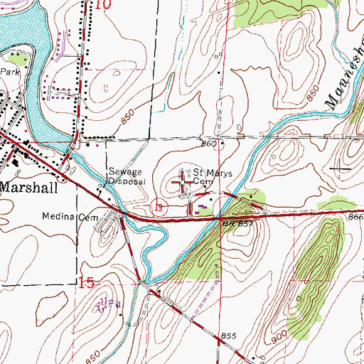 Topographic Map of Saint Mary's Cemetery, WI