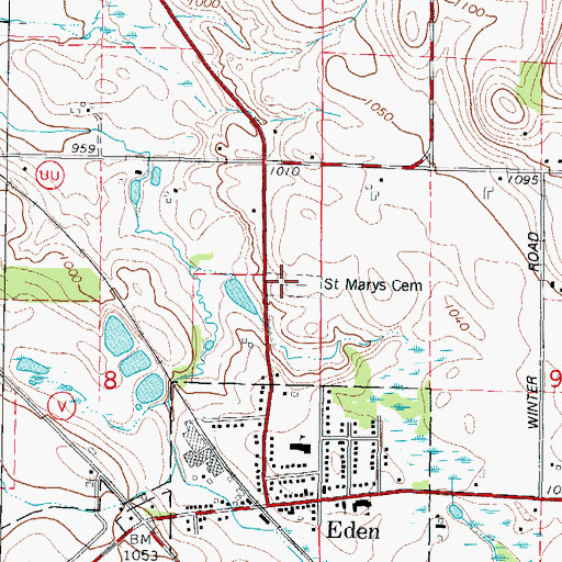 Topographic Map of Saint Mary's Cemetery, WI