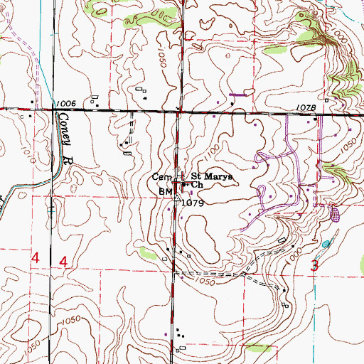 Topographic Map of Saint Marys Church, WI