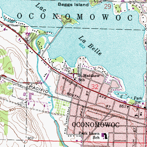 Topographic Map of Saint Matthew Lutheran School, WI