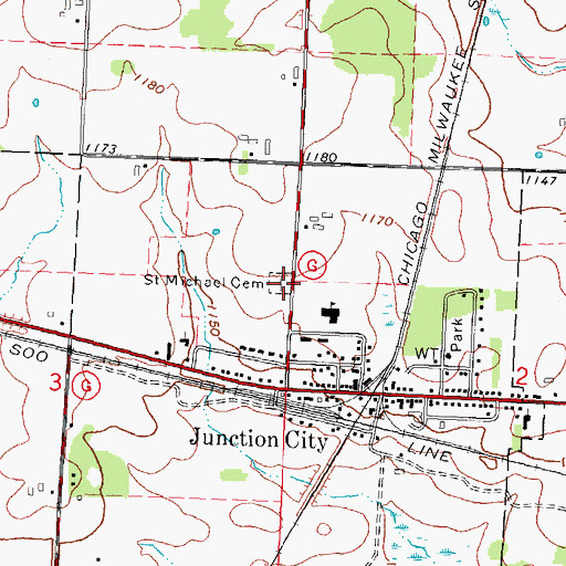 Topographic Map of Saint Michael's Cemetery, WI