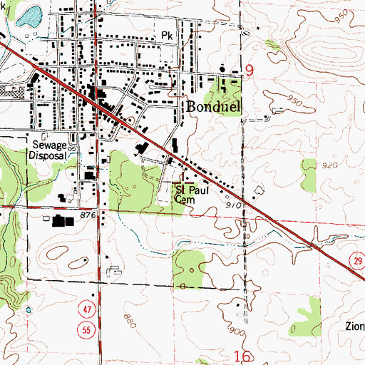 Topographic Map of Saint Paul Cemetery, WI