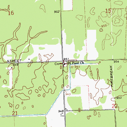 Topographic Map of Saint Paul Church, WI