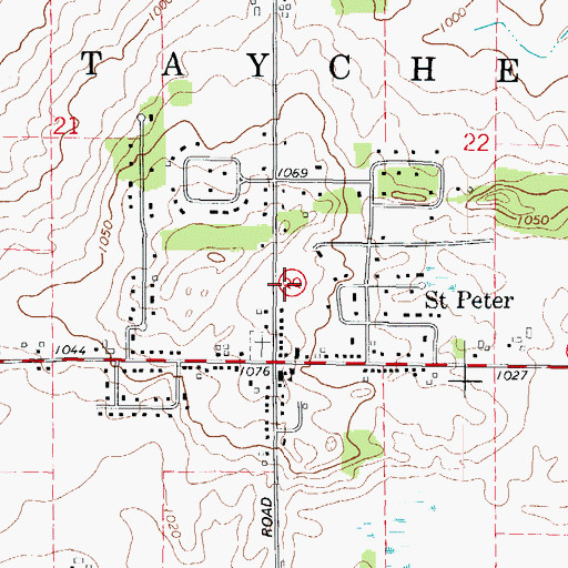 Topographic Map of Saint Peter, WI