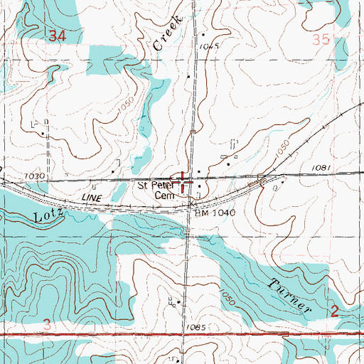 Topographic Map of Saint Peter Cemetery, WI