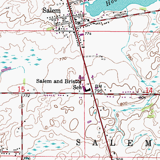 Topographic Map of Salem School, WI