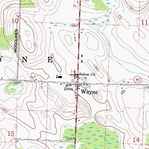 Topographic Map of Salem Church, WI