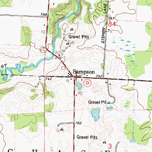 Topographic Map of Sampson, WI